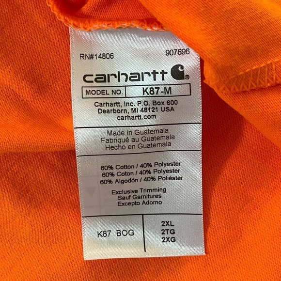 Carhartt Orange pocket short sleeve t-shirt tee men's 2XL Loose Fit - Picture 7 of 9